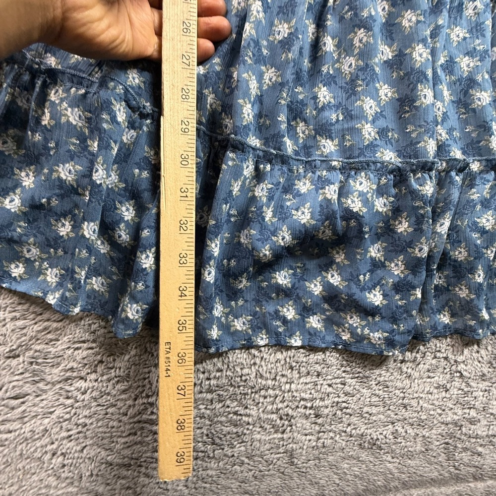 Trixxi Women 1X Off Shoulder Dress Blue Floral Cottagecore Peasant Boho Ruffle - Picture 8 of 8